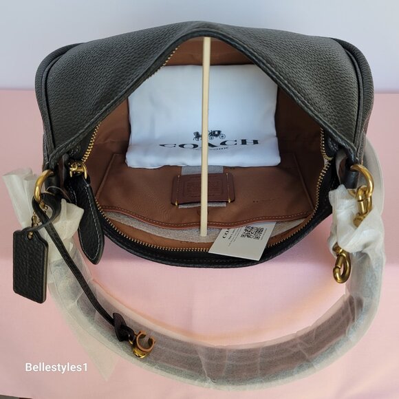 COACH Cary Soft Pebbled Leather with Convertible Straps Crossbody- Black color - Picture 12 of 16